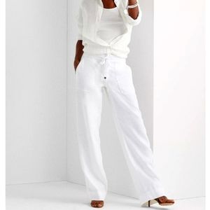 White Linen Lauren Pants 14 NWT